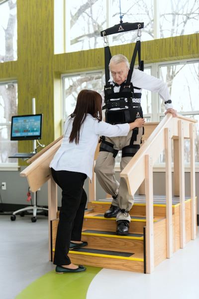 Aretech ZeroG being used with a man on stairs