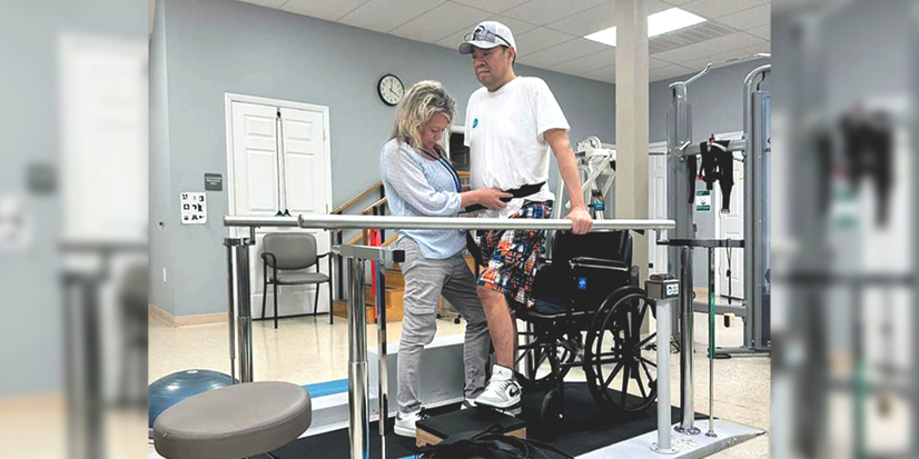 man standing in therapy