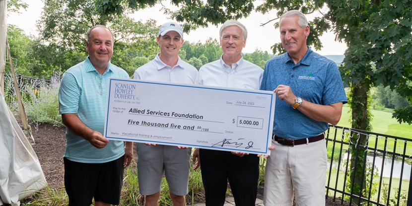 Scanlon, Howley, & Doherty, P.C., donate $5,000 to support vocational training programs at Allied Services